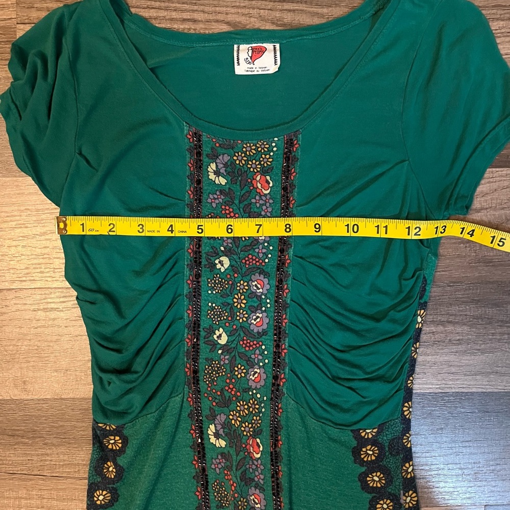 Free People Vintage Boho Beaded & Ruched Tunic SZ Small - Picture 7 of 11